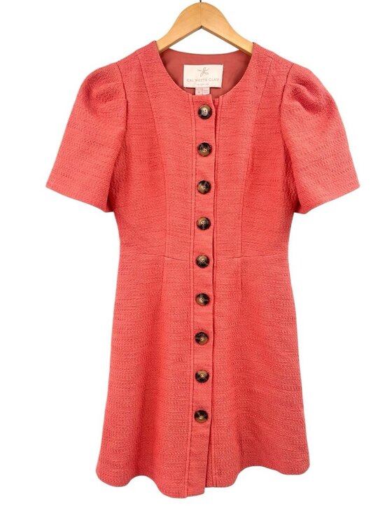 Gal Meets Glam Dresses & Skirts - GAL MEETS GLAM Women's Peach Textured Front Button Kathleen Mini Dress US 4